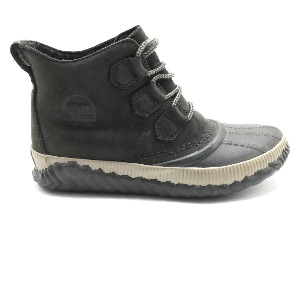 Sorel Shoes Womens Boots Out 'N About Plus Waterproof Black Leather Cream 7